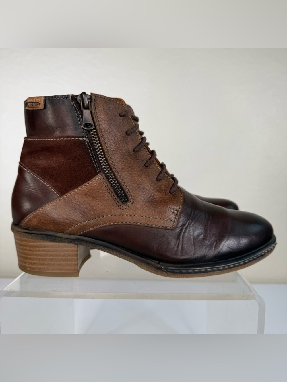 Pikolinos Zaragoza W9H-8768 Patchwork Leather Lace-Up Ankle Boots Booties SZ 38 - Picture 7 of 16